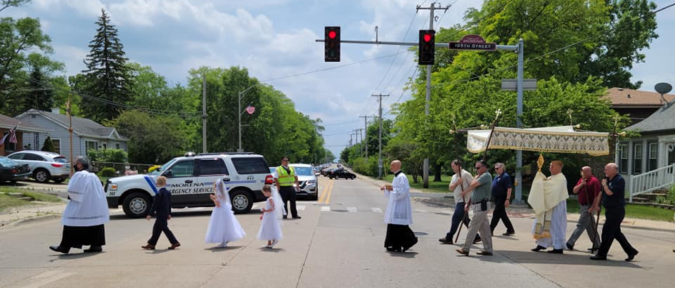 Corpus Christi Procession Crossing Wolf Road