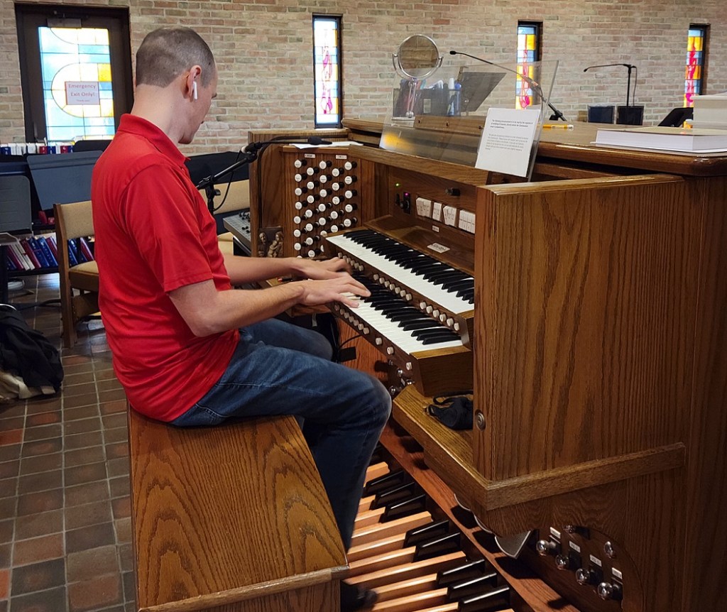 Director of Sacred Music Michael Berger plays the organ at St. Mary Church in Mokena.