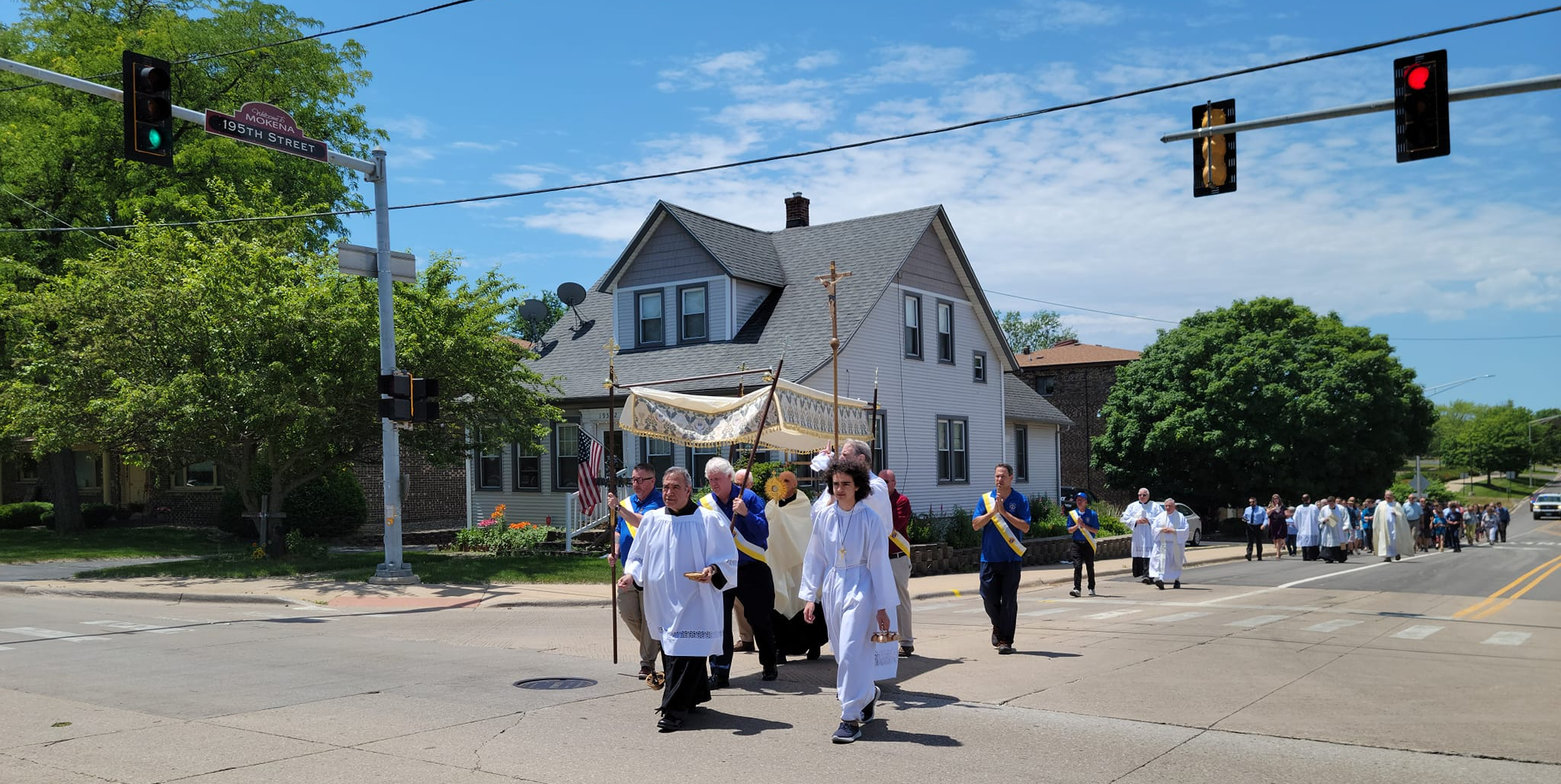 Corpus Christi Procession Crossing Wolf Road