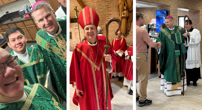 Bishop Hicks at St. Mary Church in Mokena.